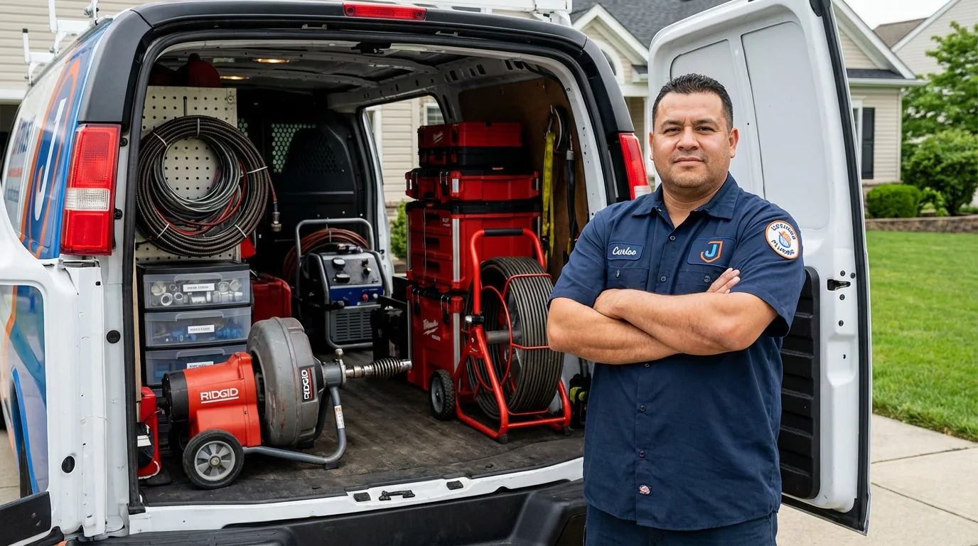 Professional drain cleaning equipment and Johns Plumbing LLC plumber in Nanticoke