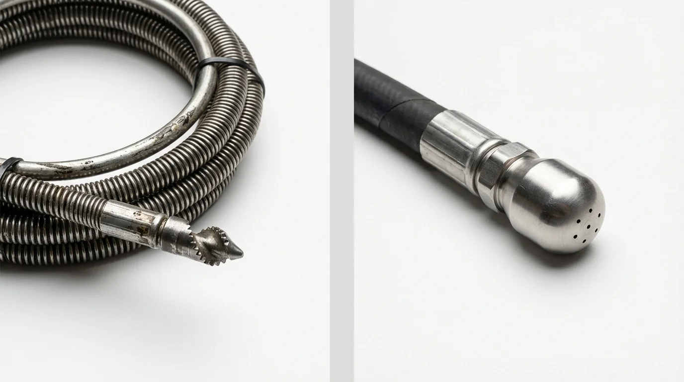 Drain snake cable and hydro jetting nozzle used for drain cleaning in Nanticoke, PA