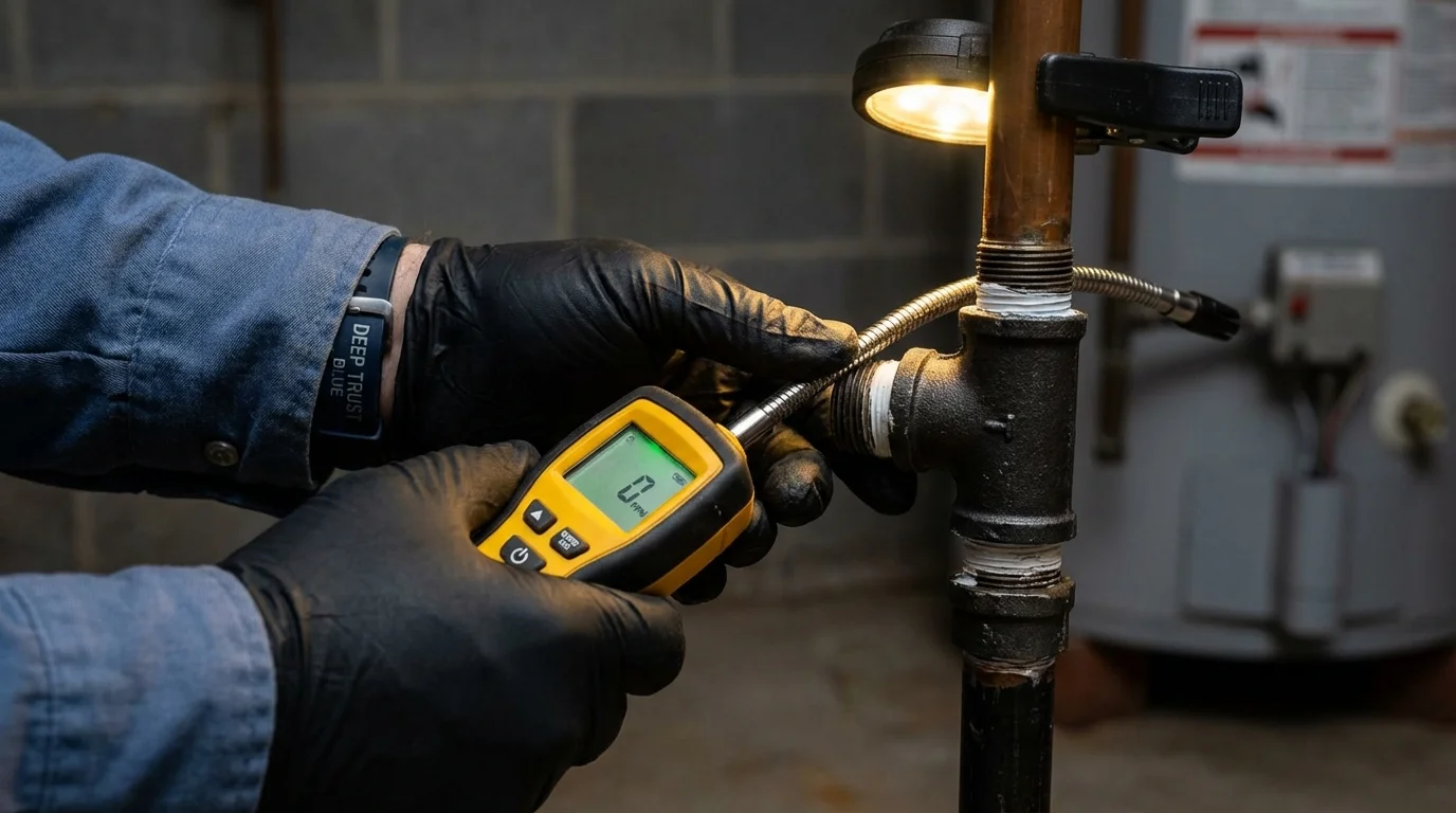 Gas leak detection with electronic sniffer by Johns Plumbing LLC in Nanticoke
