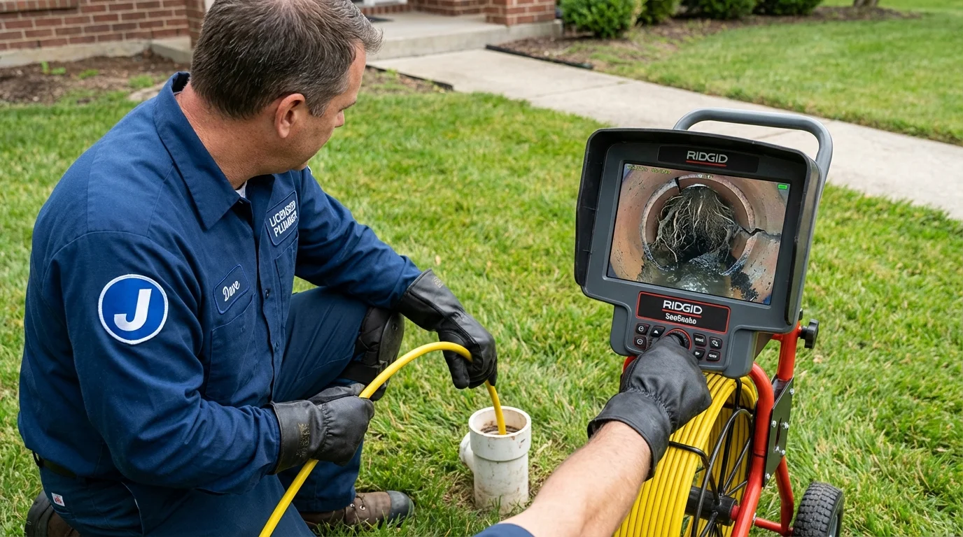 Sewer camera inspection being performed by Johns Plumbing LLC in Nanticoke